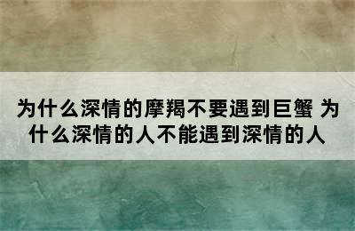 为什么深情的摩羯不要遇到巨蟹 为什么深情的人不能遇到深情的人